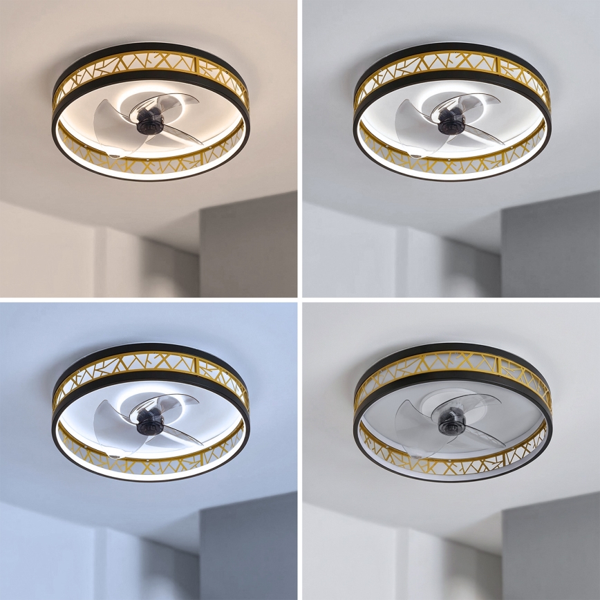 Brilagi - Ventilatore da soffitto LED dimmerabile 34 W 230 V 3000–6500 K Ø 50 cm nero/oro + telecomando