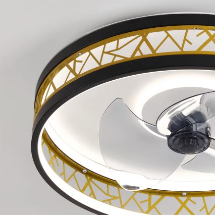 Brilagi - Ventilatore da soffitto LED dimmerabile 34 W 230 V 3000–6500 K Ø 50 cm nero/oro + telecomando