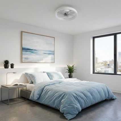 Brilagi - Ventilatore da soffitto dimmerabile LED/34W/230V diam. 50 cm bianco + telecomando