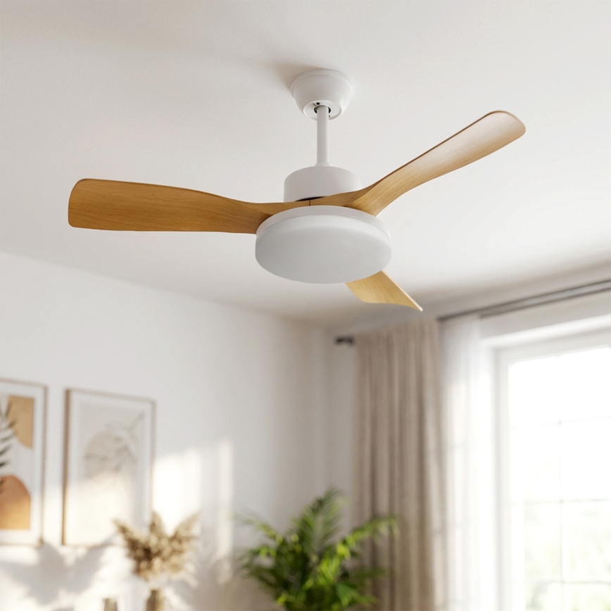 Brilagi - Ventilatore da soffitto dimmerabile a LED/34W/230V 3000-6500K diam. 106 cm bianco/marrone + telecomando
