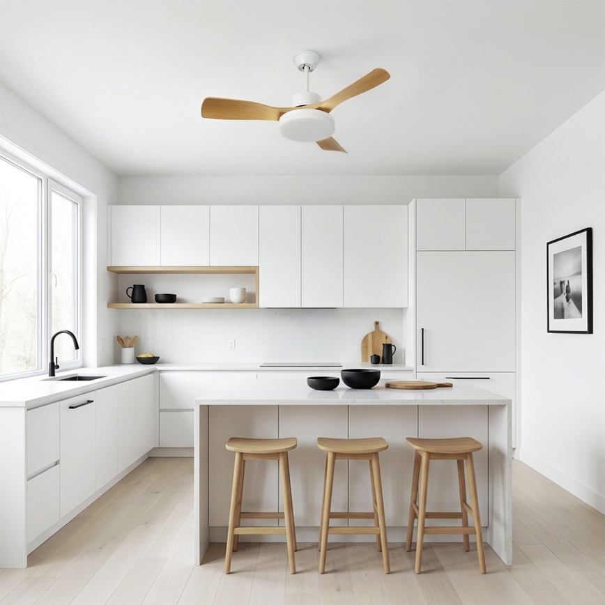 Brilagi - Ventilatore da soffitto dimmerabile a LED/34W/230V 3000-6500K diam. 106 cm bianco/marrone + telecomando