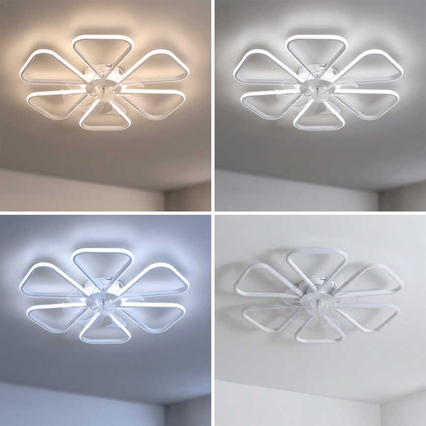 Brilagi - Ventilatore da soffitto LED dimmerabile, 38 W/230 V, 3000-6500 K, diam. 76 cm, bianco + telecomando