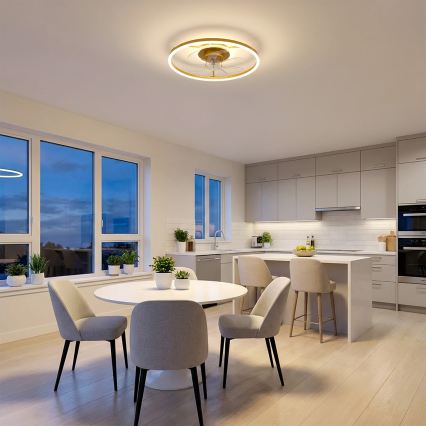 Brilagi - Ventilatore da soffitto dimmerabile a LED LED/66W/230V 55 cm bianco/oro + telecomando