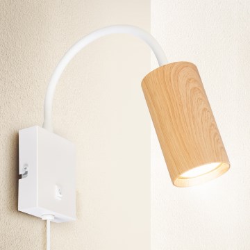 Brilagi - Verstellbare Wandleuchte mit Schalter SELE 1xGU10/30W/230V weiß/Eiche-Dekor