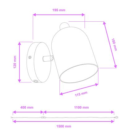 Brilagi - Wand-Spot GALLION 1xE27/15W/230V, rosa