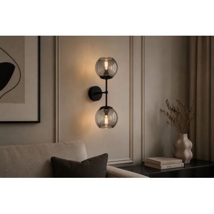 Brilagi - Wandleuchte DIOR 2xE27/60W/230V schwarz/rauchgrau