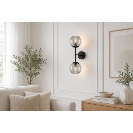 Brilagi - Wandleuchte DIOR 2xE27/60W/230V schwarz/rauchgrau