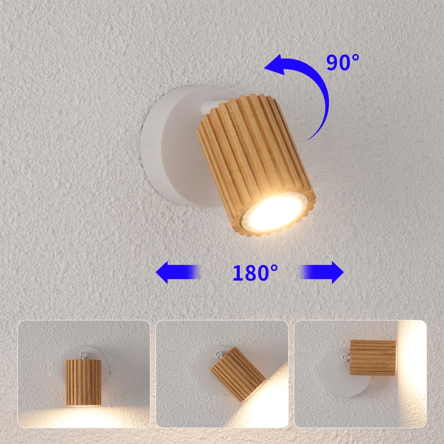 Brilagi - Wandleuchte MODERN WOOD 1xGU10/8W/230V Holz/Weiß