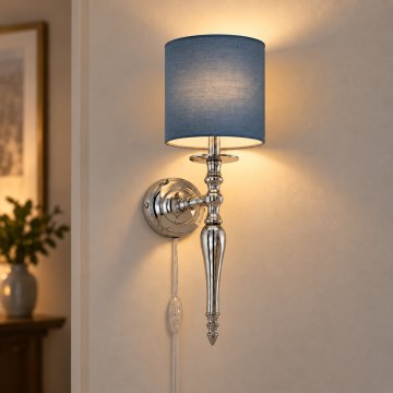 BRILAGI - Wandleuchte NUBILA 1xE27/60W/230V glänzender Chrom/dunkelblau