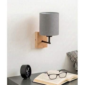 Brilagi - Wandleuchte NUBILA WOOD 1xE27/25W/230V Eiche/Schwarz/Hellgrau