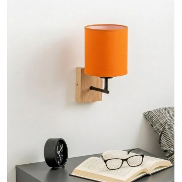 Brilagi - Wandleuchte NUBILA WOOD 1xE27/25W/230V Eiche/Schwarz/Orange