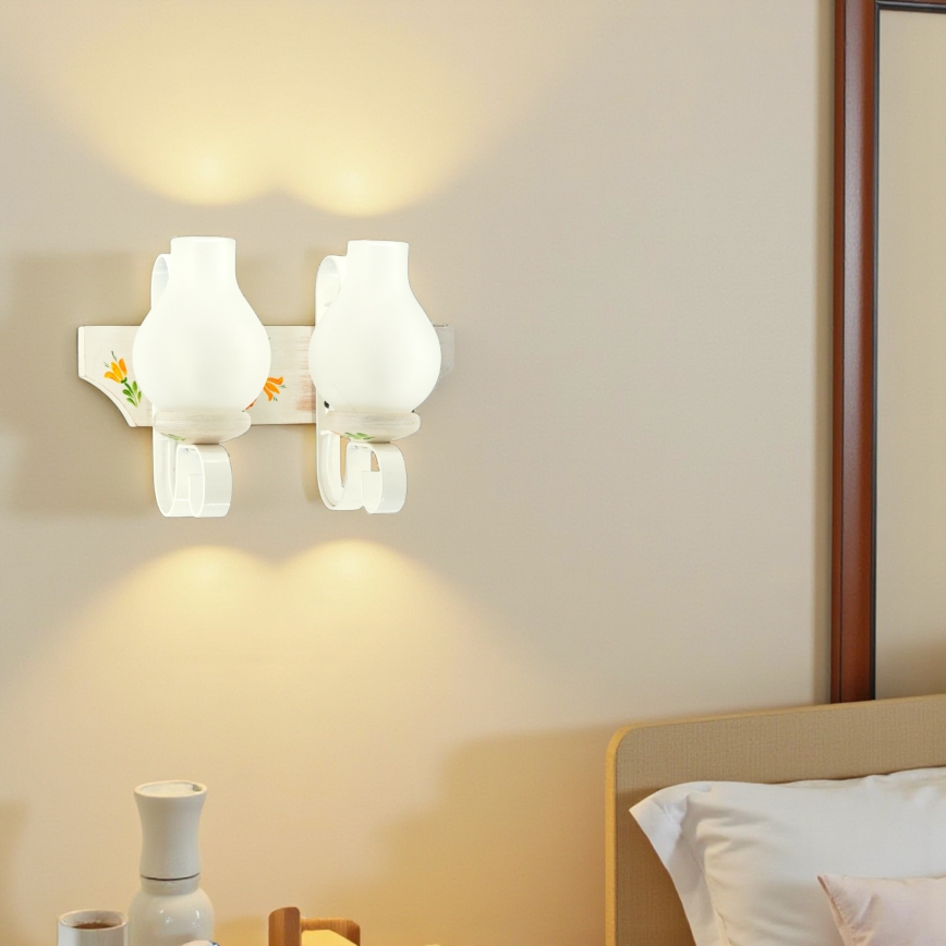 Brilagi - Wandleuchte QUEEN 2xE14/40W/230V Buche/cremefarben