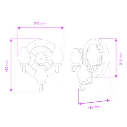 Brilagi - Wandleuchte ROATA APLICA 3xE14/40W/230V Buche