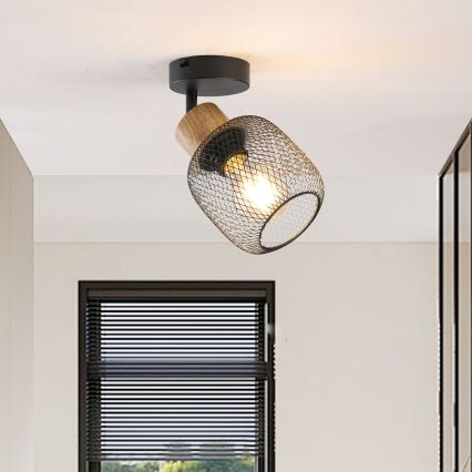 Brilagi - Wandspot BASKLITE 1xE27/15W/230V Kautschukholz/schwarz