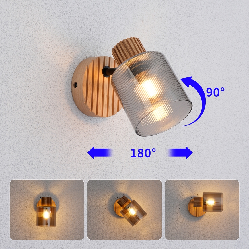 Brilagi - Wandspot HYGGE 1xE14/15W/230V Holz/rauchgrau