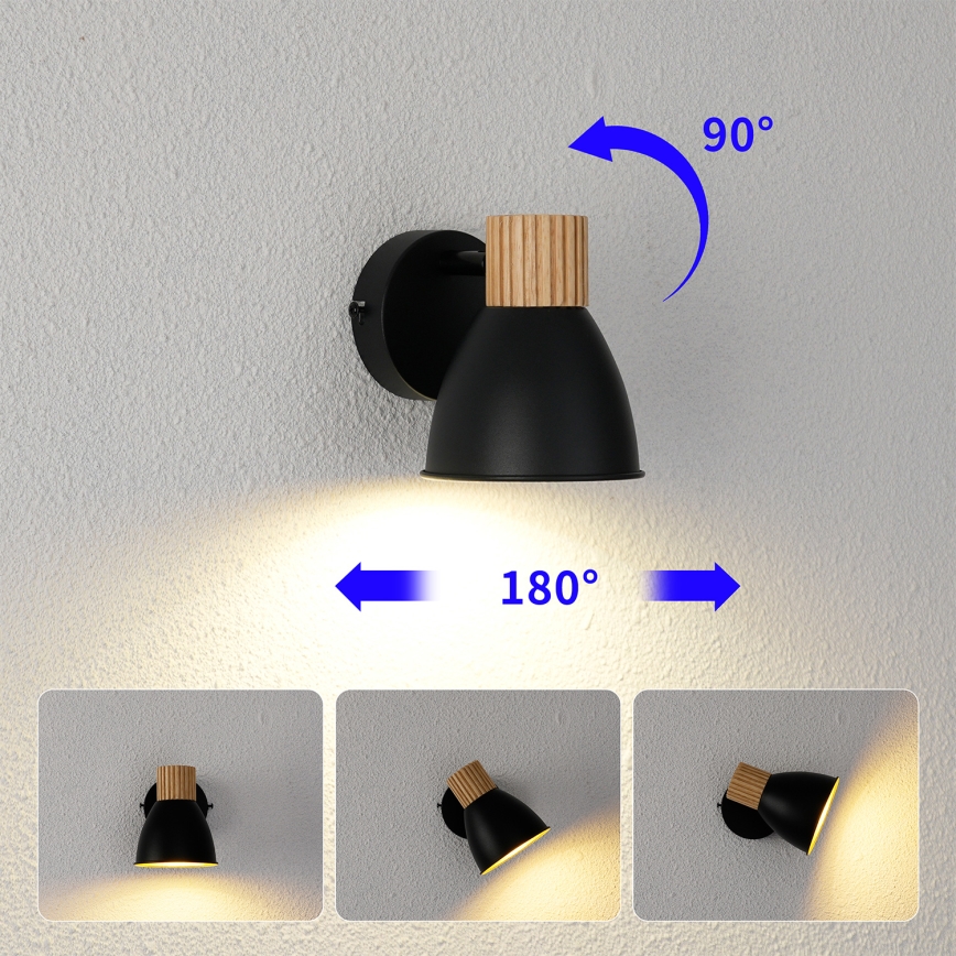Brilagi - Wandspot ODENSE 1xE14/10W/230V Kautschukholz/Schwarz