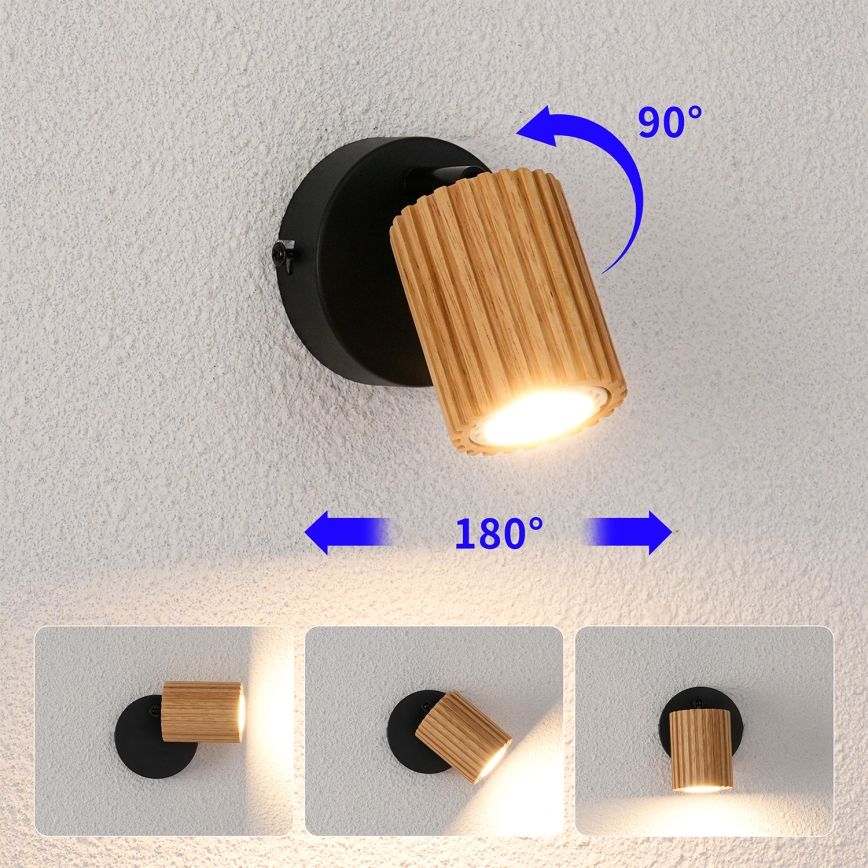 Brilagi - Wandstrahler MODERN WOOD 1xGU10/8W/230V Holz/Schwarz