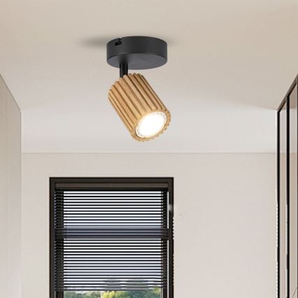 Brilagi - Wandstrahler MODERN WOOD 1xGU10/8W/230V Holz/Schwarz