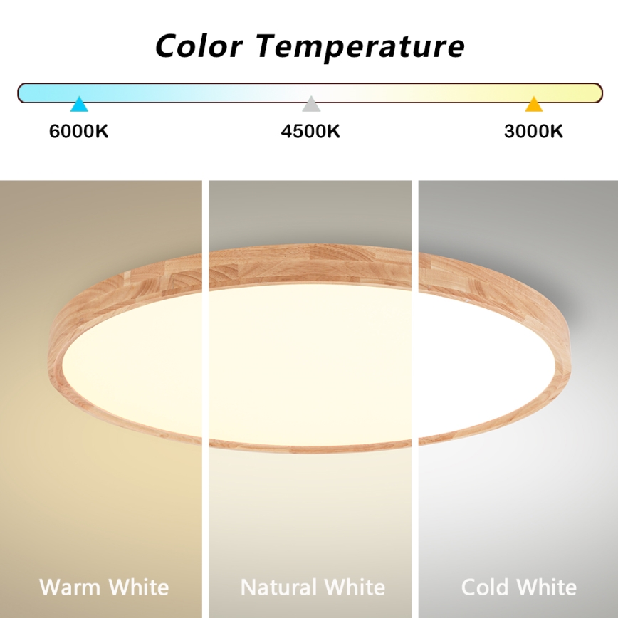 Brilagi - WOODROUND LED/70W/230V 3000–6000K Ø 80 cm Holz-Deckenleuchte, dimmbar, CRI 90 + Fernbedienung