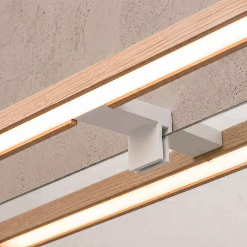 Brilagi - 3-in-1 LED-Badspiegelleuchte WOODY MIRROR LED/8W/230V 40 cm IP44 weiß/Eiche