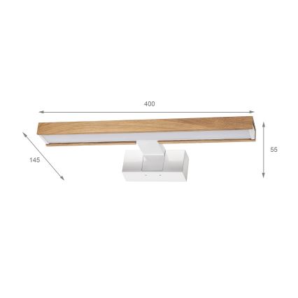 Brilagi - 3-in-1 LED-Badspiegelleuchte WOODY MIRROR LED/8W/230V 40 cm IP44 weiß/Eiche
