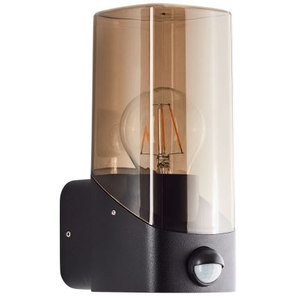 Brilliant - Applique da esterno con sensore MINOU 1xE27/10W/230V IP44 nero/fumé
