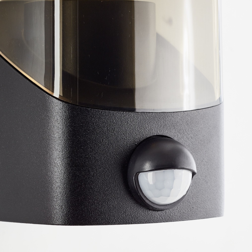 Brilliant - Applique da esterno con sensore MINOU 1xE27/10W/230V IP44 nero/fumé
