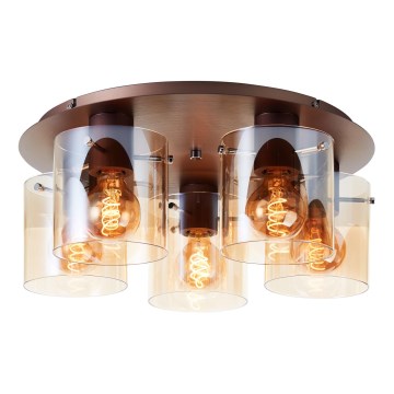 Brilliant - Deckenleuchte PETJE 5xE27/40W/230V Ø 52 cm braun/rauchfarben