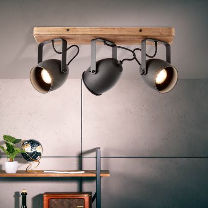 Brilliant - Deckenstrahler CROWTON 3xGU10/6W/230V Kiefer