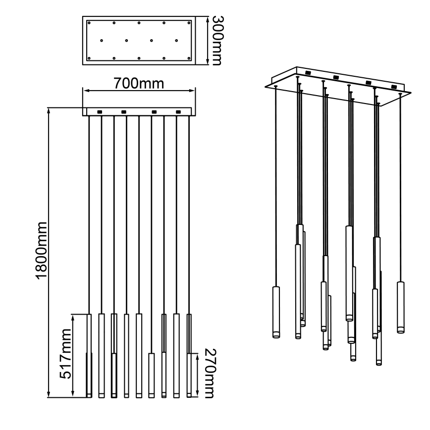 Brilliant - LED-dimmbare Pendelleuchte an Kabel CEMBALO LED/60W/230V mattchrom/schwarz/braun