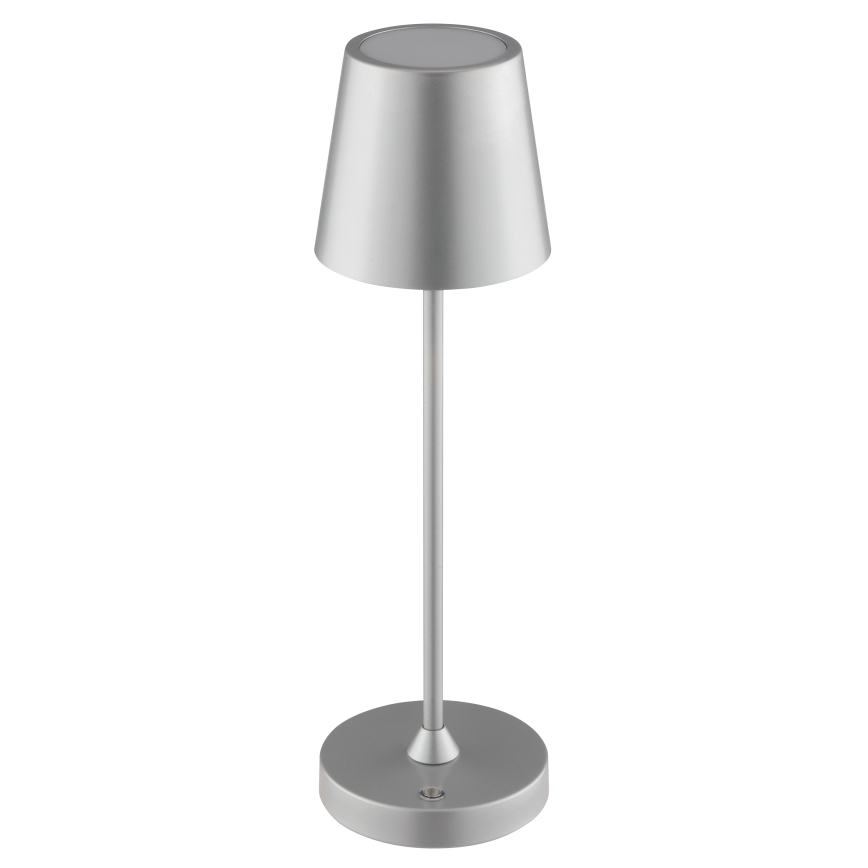 Brilliant - LED, dimmbar, wiederaufladbar, berührungsgesteuerte Außen-Tischleuchte ELORA LED/2,5W/5V 2700K 2600 mAh IP44 silber