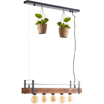 Brilliant - Hängeleuchte mit Kabelaufhängung BANKWOOD 5xE27/28W/230V Pappel