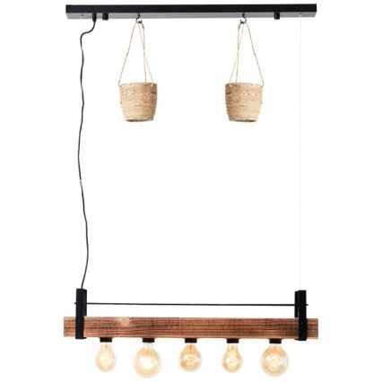 Brilliant - Hängeleuchte mit Kabelaufhängung BANKWOOD 5xE27/28W/230V Pappel