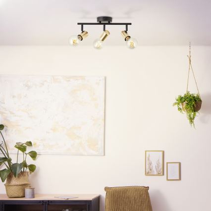 Brilliant - KERRY Spotleuchte 3xE27/40W/230V schwarz/messing