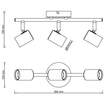 Brilliant - KERRY Spotleuchte 3xE27/40W/230V schwarz/messing