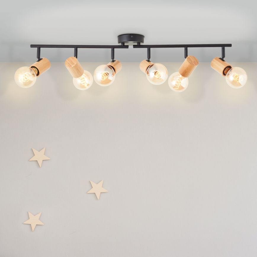 Brilliant - Lampada con 6 faretti KERRY 6xE27/40W/230V nero/bambù