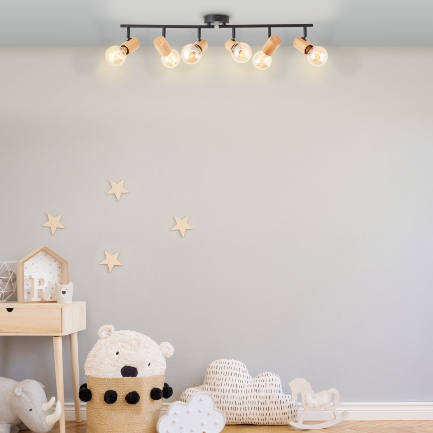 Brilliant - Lampada con 6 faretti KERRY 6xE27/40W/230V nero/bambù