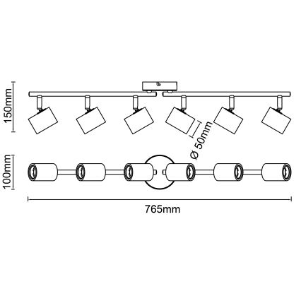 Brilliant - Lampada con 6 faretti KERRY 6xE27/40W/230V nero/bambù