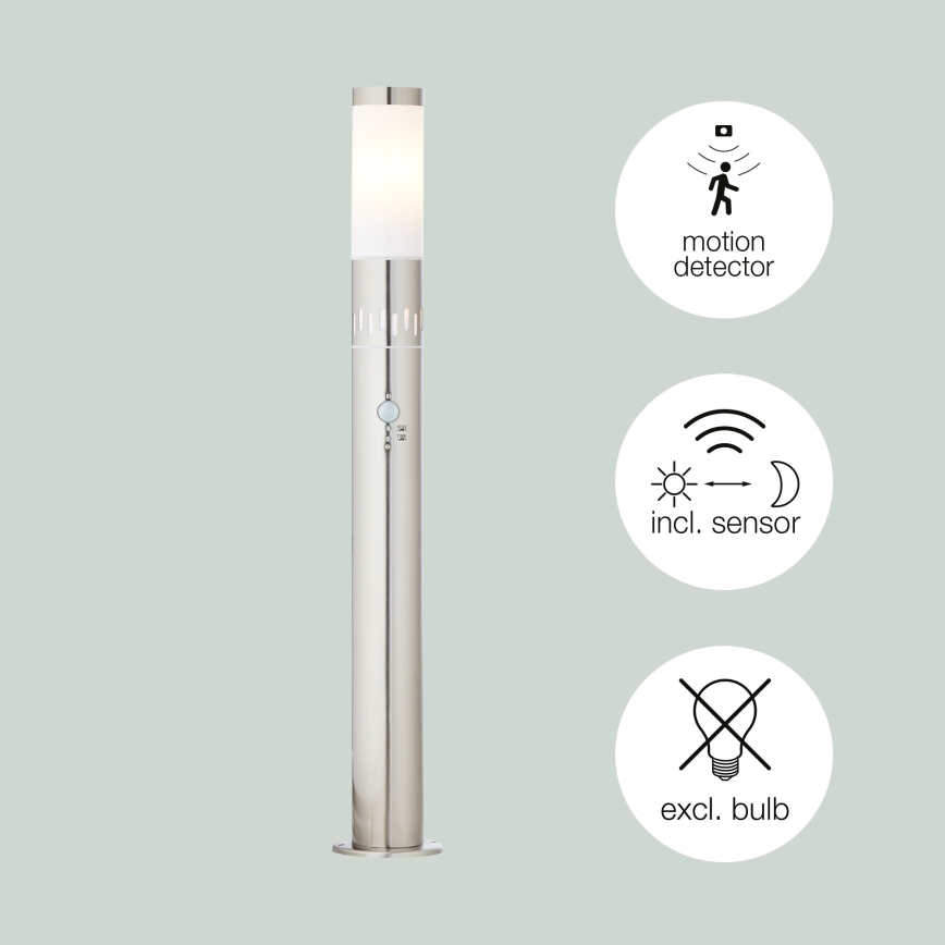 Brilliant - Lampada da esterno a LED con sensore LEIGH LED/0,9W/230V + 1xE27/11W 80 cm IP44 cromo lucido