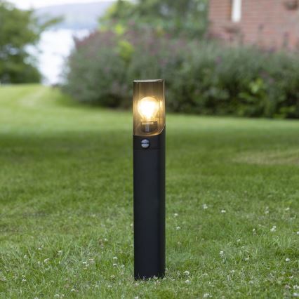 Brilliant - Lampada da esterno con sensore MINOU 1xE27/10W/230V IP44 nero/fumé