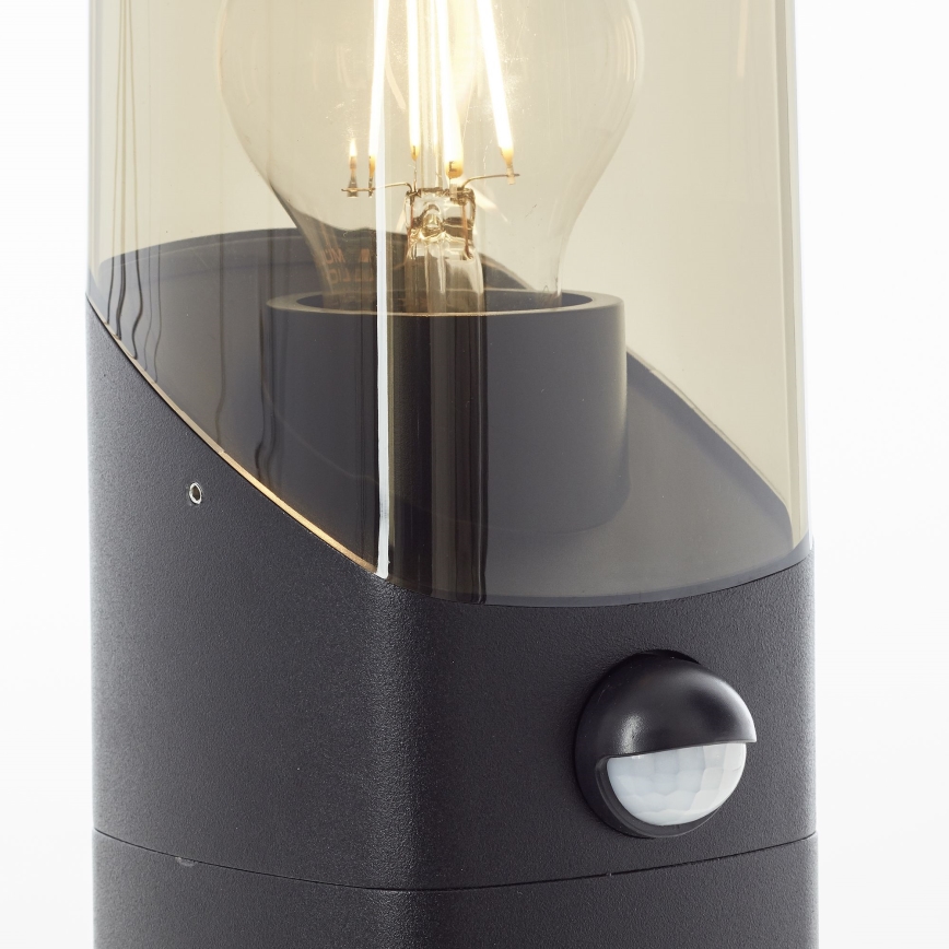 Brilliant - Lampada da esterno con sensore MINOU 1xE27/10W/230V IP44 nero/fumé