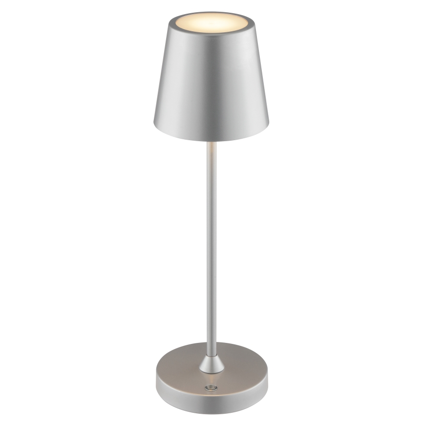 Brilliant - Lampada da tavolo per esterni ricaricabile a LED dimmerabile con controllo a sfioramento ELORA LED/2,5W/5V 2700K 2600 mAh IP44 argento