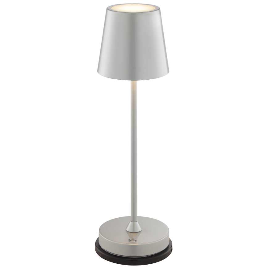 Brilliant - Lampada da tavolo per esterni ricaricabile a LED dimmerabile con controllo a sfioramento ELORA LED/2,5W/5V 2700K 2600 mAh IP44 argento