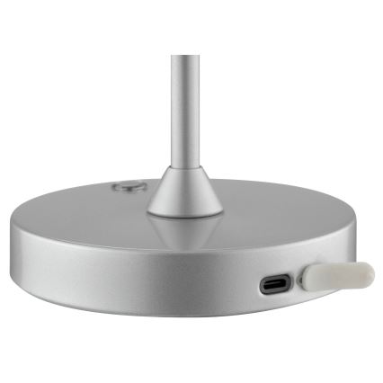 Brilliant - Lampada da tavolo per esterni ricaricabile a LED dimmerabile con controllo a sfioramento ELORA LED/2,5W/5V 2700K 2600 mAh IP44 argento