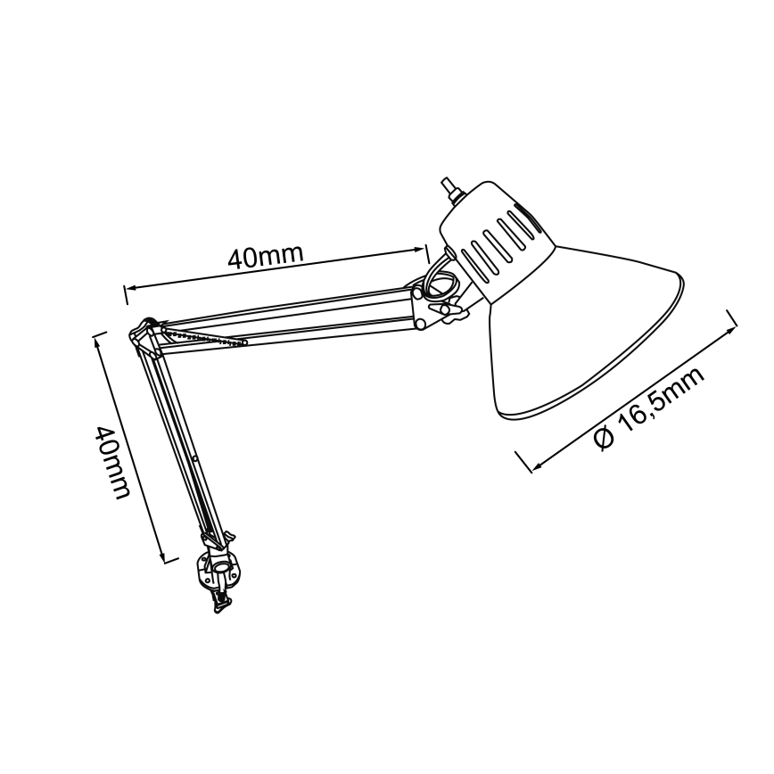 Brilliant - Lampada da tavolo con clip HOBBY 1xE27/40W/230V nera
