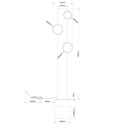 Brilliant - Lampadaire CHEESY LED/20W/230V pin