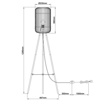 Brilliant - Lampadaire WOODROW 1xE27/60W/230V bambou