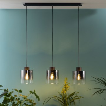 Brilliant - Lampadario a cavo BETH 3xE27/60W/230V nero/fumé