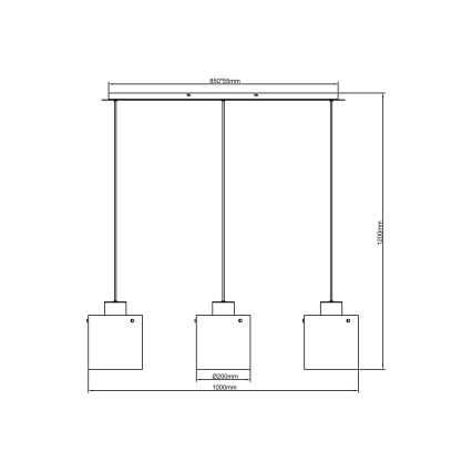 Brilliant - Lampadario a cavo BETH 3xE27/60W/230V nero/fumé