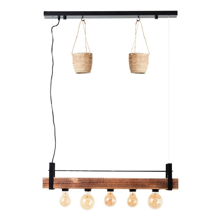 Brilliant - Lampadario a sospensione con cavo BANKWOOD 5xE27/28W/230V